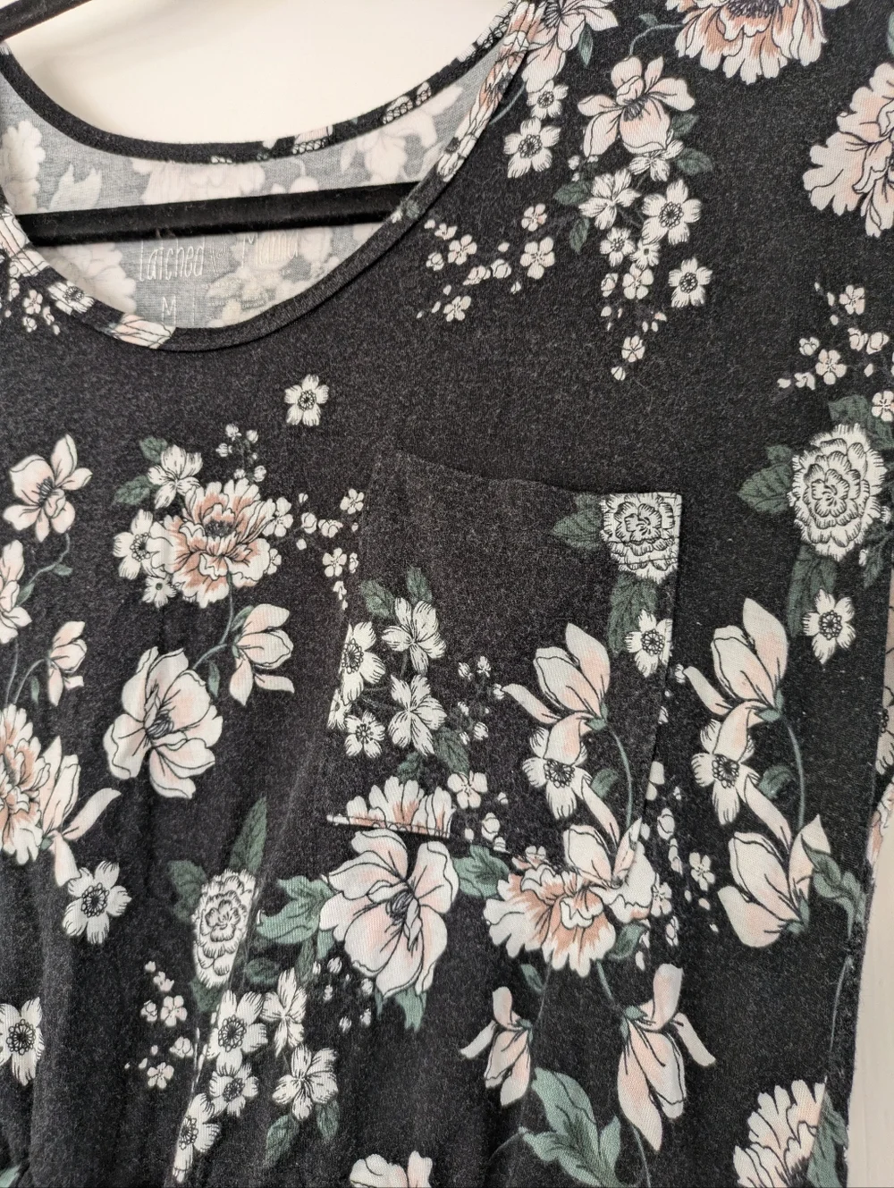 Latched Mama Maxi Nursing Dress - Black, White, & Blush Floral, M - Picture 4 of 5